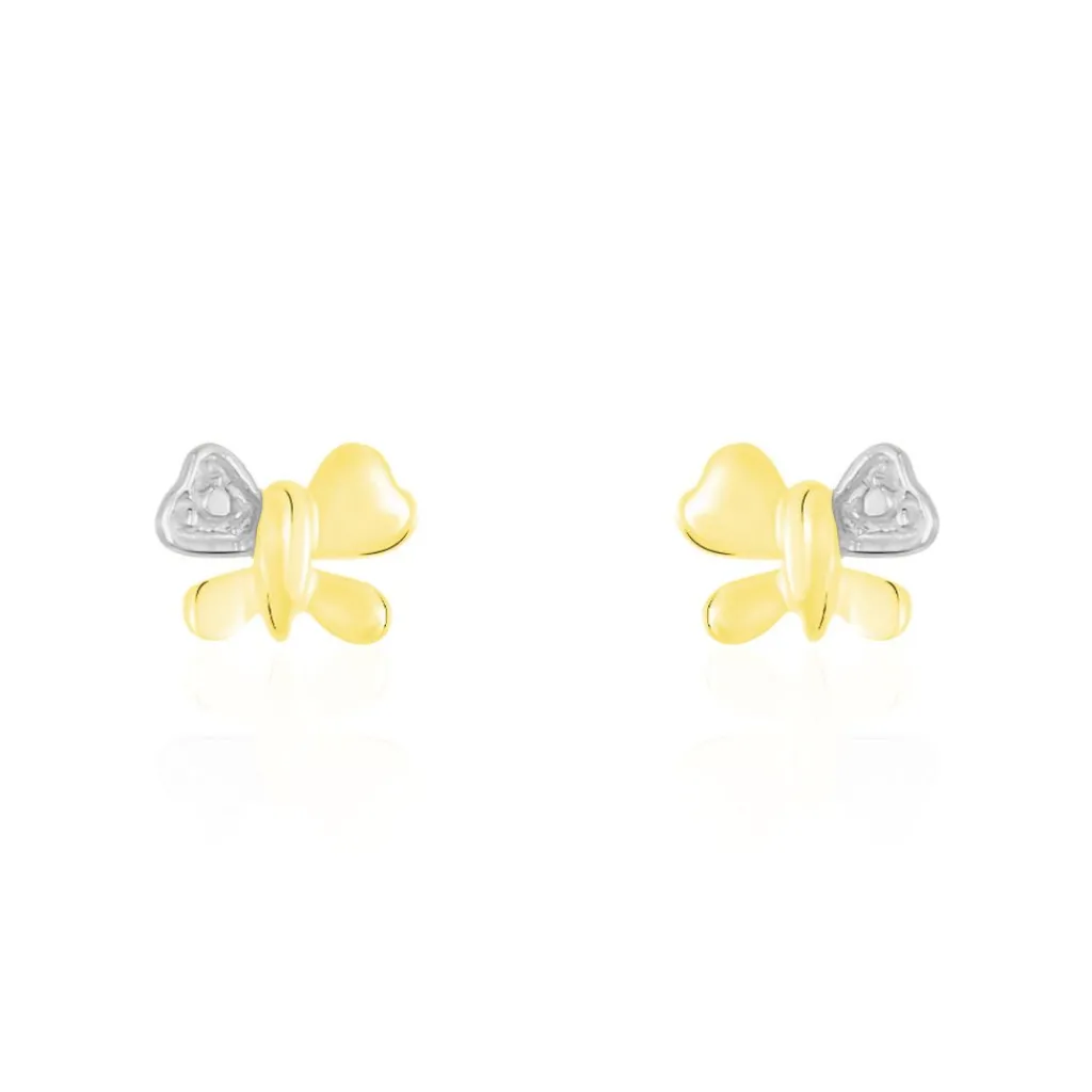 Histoire d'Or Boucles D'oreilles Puces Bartholomee Papillon Or Jaune