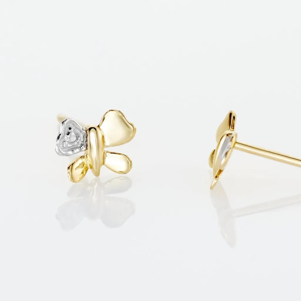 Histoire d'Or Boucles D'oreilles Puces Bartholomee Papillon Or Jaune