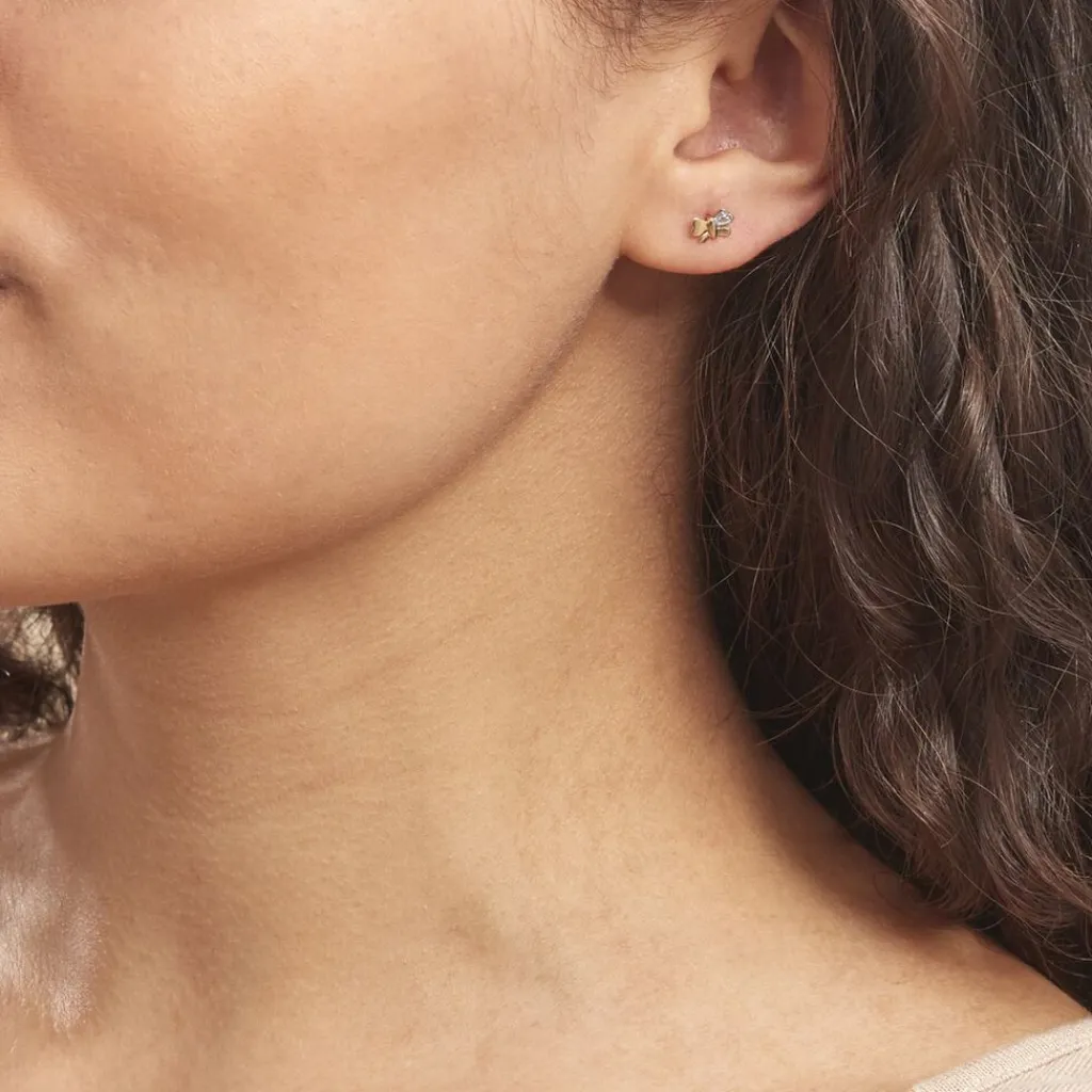 Histoire d'Or Boucles D'oreilles Puces Bartholomee Papillon Or Jaune