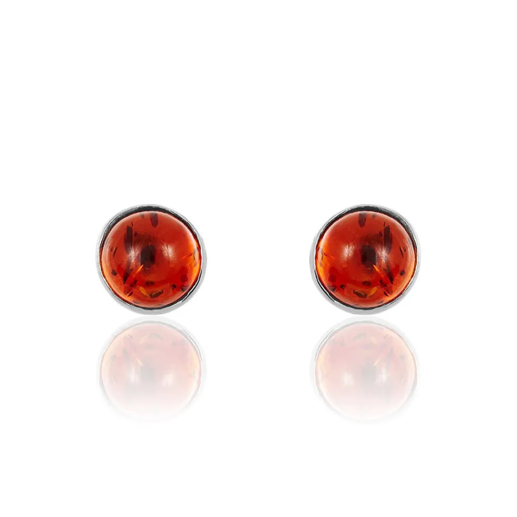 Histoire d'Or Boucles D'oreilles Puces Brunhild Argent Blanc Ambre