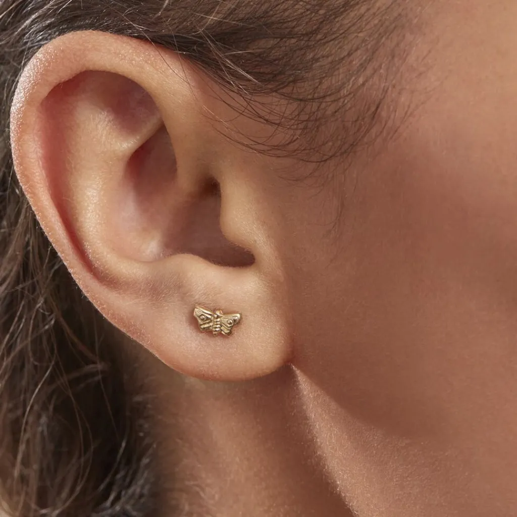 Histoire d'Or Boucles D'oreilles Puces Bartholomee Papillon Or Jaune Clearance