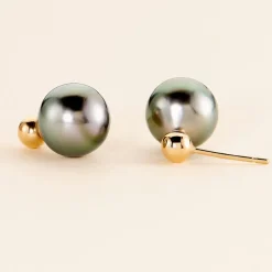 Histoire d'Or Boucles D'oreilles Puces Baroque Or Jaune Perle De Culture De Tahiti Sale