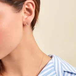 Histoire d'Or Boucles D'oreilles Puces Brent Or Jaune Oxyde De Zirconium New