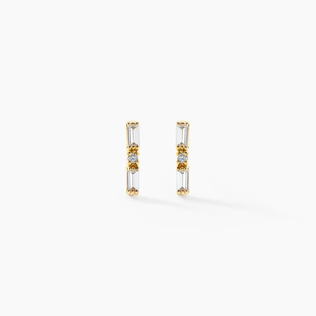 Histoire d'Or Boucles D'oreilles Puces Brant Or Jaune Oxyde De Zirconium New