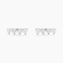 Histoire d'Or Boucles D'oreilles Puces Blitalia Or Blanc Diamant Synthétique