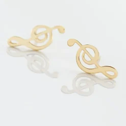 Histoire d'Or Boucles D'oreilles Puces Bayram Musique Or Jaune Clearance