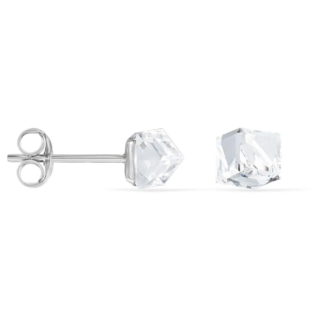Histoire d'Or Boucles D'oreilles Puces Bridie Argent Blanc Pierre De Synthese
