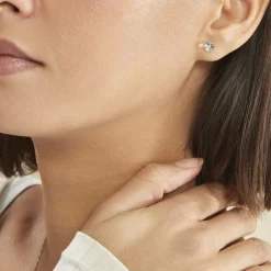 Histoire d'Or Boucles D'oreilles Puces Bridie Argent Blanc Pierre De Synthese