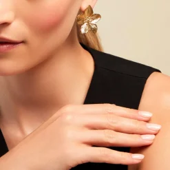 Histoire d'Or Boucles D'oreilles Puces Barbade Acier Jaune