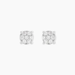 Histoire d'Or Boucles D'oreilles Puces Charlene Or Blanc Diamant Synthetique or blanc diamant synthétique blanc New