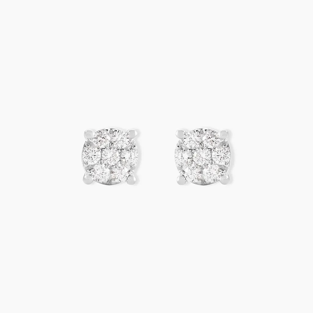 Histoire d'Or Boucles D'oreilles Puces Charlene Or Blanc Diamant Synthetique or blanc diamant synthétique blanc New