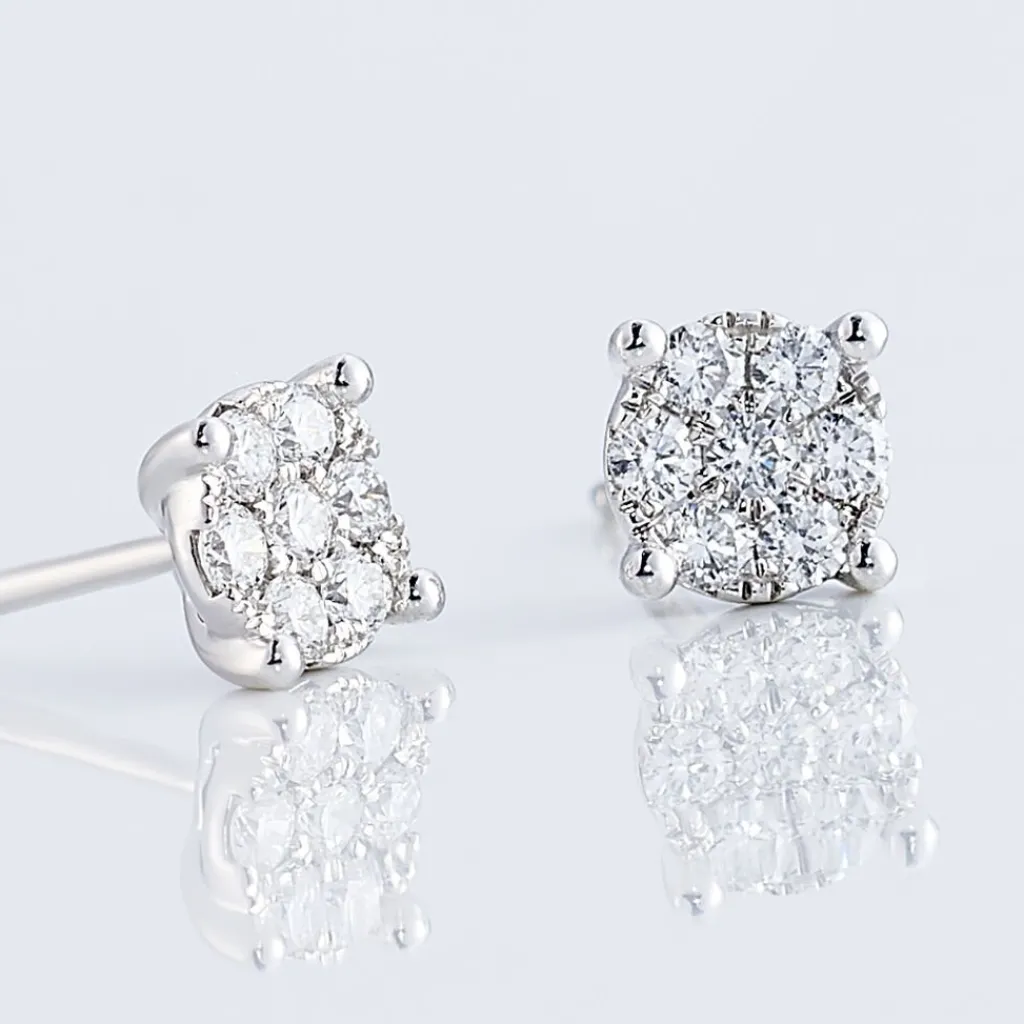 Histoire d'Or Boucles D'oreilles Puces Charlene Or Blanc Diamant Synthetique or blanc diamant synthétique blanc New