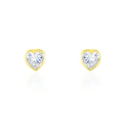 Histoire d'Or Boucles D'oreilles Puces Coeur Serti Clos Or Jaune Oxyde De Zirconium Best