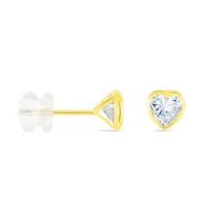 Histoire d'Or Boucles D'oreilles Puces Coeur Serti Clos Or Jaune Oxyde De Zirconium Best