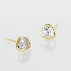 Histoire d'Or Boucles D'oreilles Puces Coeur Serti Clos Or Jaune Oxyde De Zirconium Best