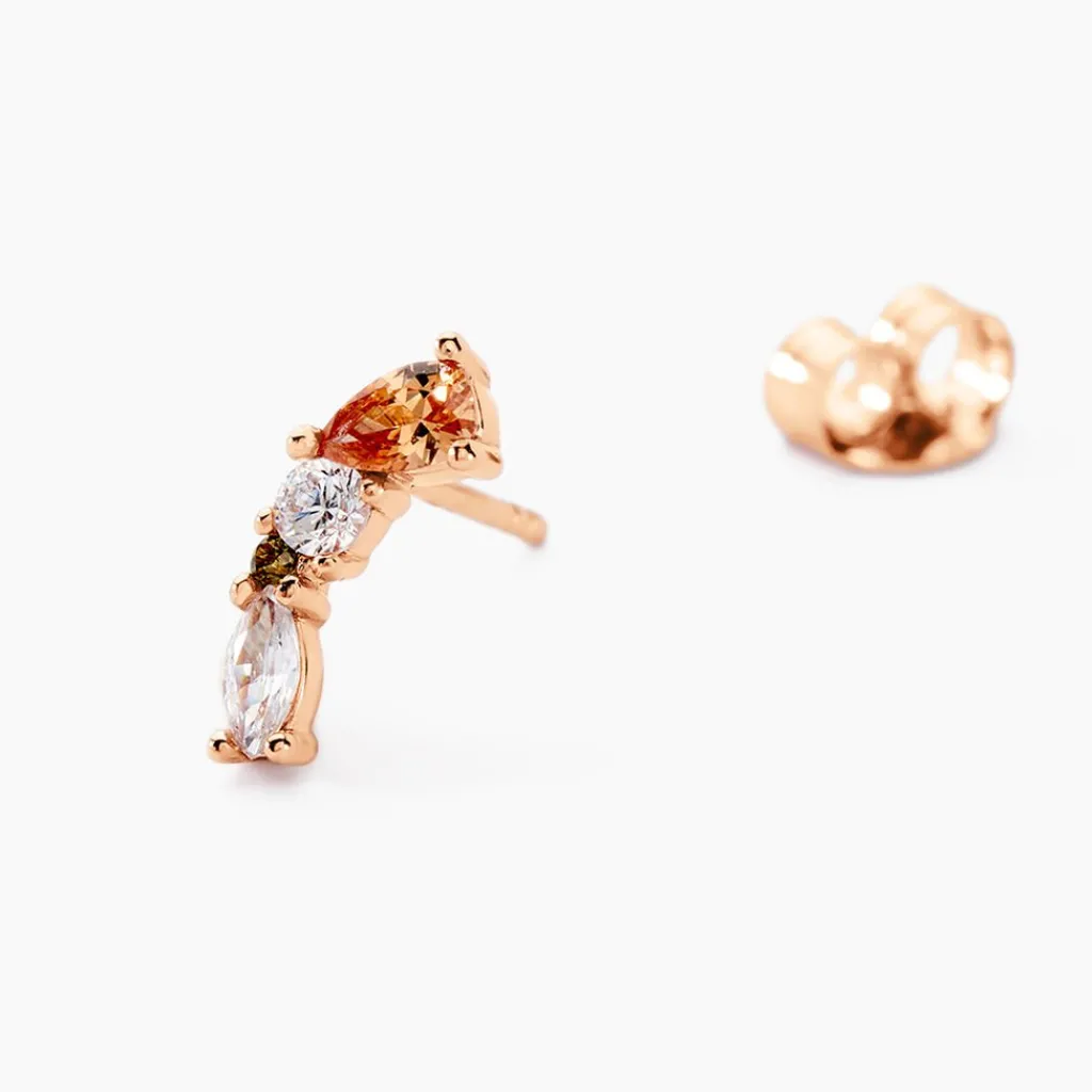 Histoire d'Or Boucles D'oreilles Puces Camelia Argent Rose Oxyde New