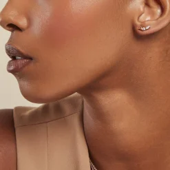 Histoire d'Or Boucles D'oreilles Puces Camelia Argent Rose Oxyde New