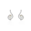 Histoire d'Or Boucles D'oreilles Puces Cassiopea Or Blanc Oxyde Et Perle De Culture Online