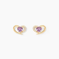 Histoire d'Or Boucles D'Oreilles Puces Creighton Or Jaune Améthyste Oxyde De Zirconium Discount