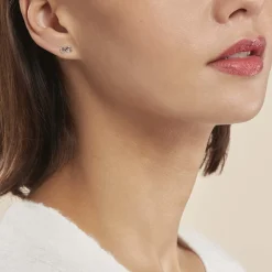 Histoire d'Or Boucles D'oreilles Puces Cony Argent Blanc