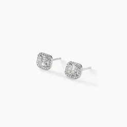 Histoire d'Or Boucles D'oreilles Puces Collection 1986 Or Blanc Diamant Outlet