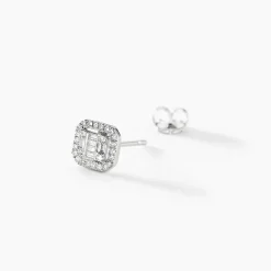 Histoire d'Or Boucles D'oreilles Puces Collection 1986 Or Blanc Diamant Outlet