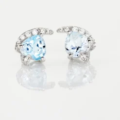 Histoire d'Or Boucles D'oreilles Puces Coeur In Love Or Blanc Topaze Et Oxyde