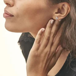 Histoire d'Or Boucles D'oreilles Puces Coeur In Love Or Blanc Topaze Et Oxyde