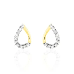 Histoire d'Or Boucles D'oreilles Puces Chrystalise Or Jaune Diamant New