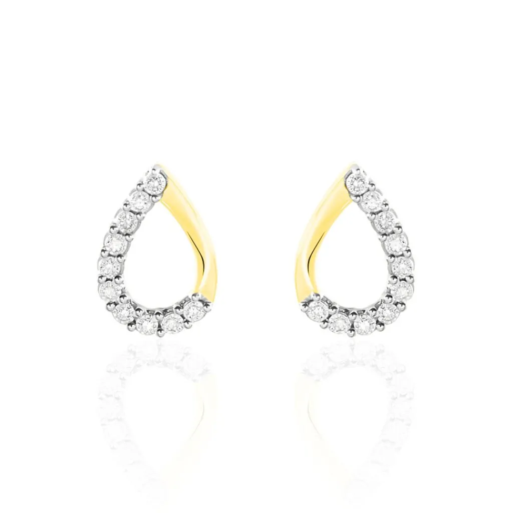 Histoire d'Or Boucles D'oreilles Puces Chrystalise Or Jaune Diamant New