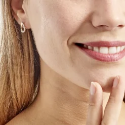 Histoire d'Or Boucles D'oreilles Puces Chrystalise Or Jaune Diamant New