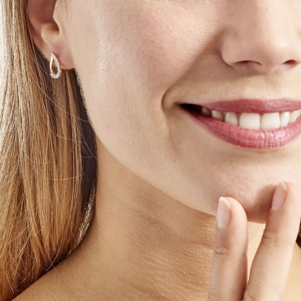 Histoire d'Or Boucles D'oreilles Puces Chrystalise Or Jaune Diamant New