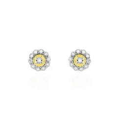 Histoire d'Or Boucles D'oreilles Puces Charletta Or Jaune Diamant New