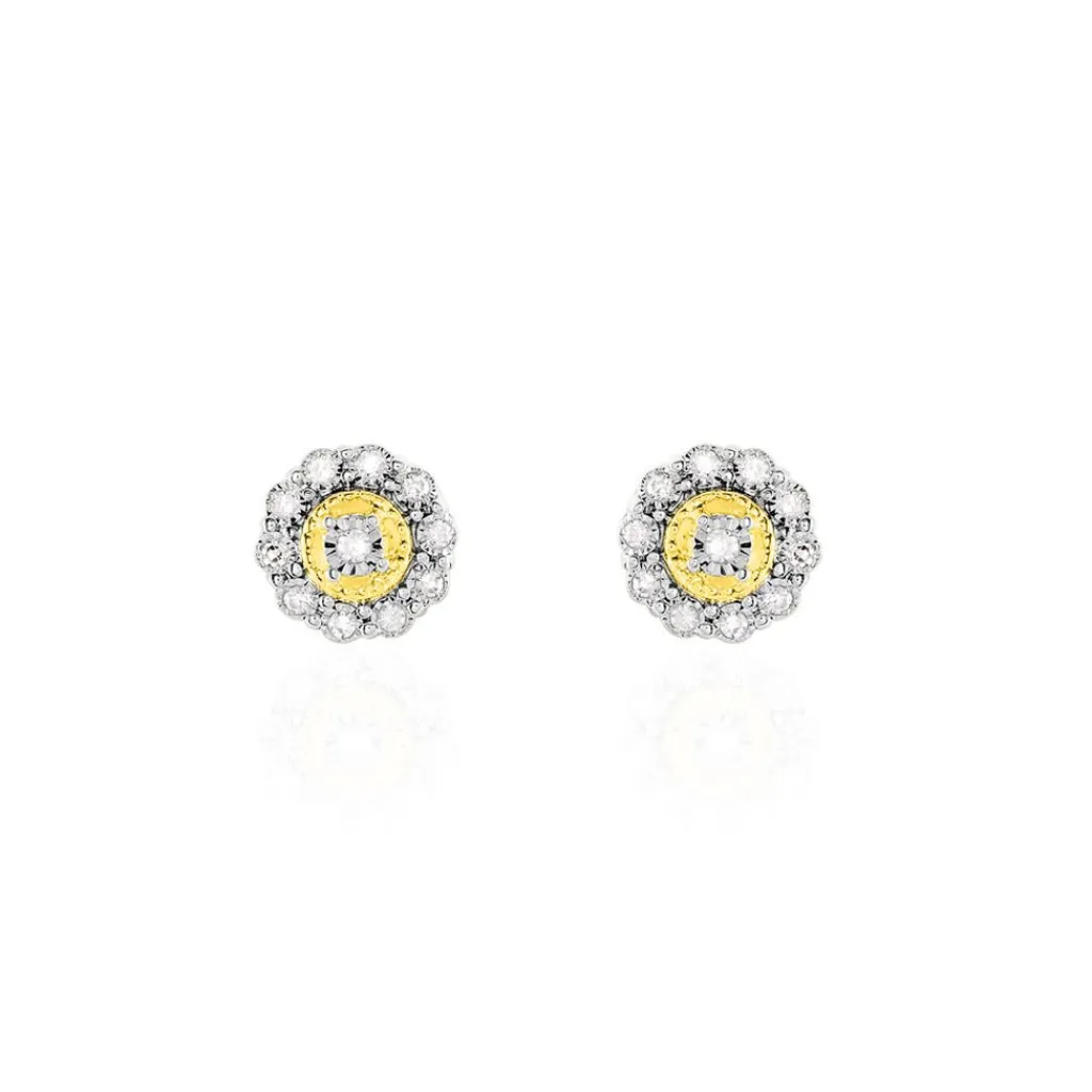 Histoire d'Or Boucles D'oreilles Puces Charletta Or Jaune Diamant New