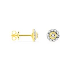 Histoire d'Or Boucles D'oreilles Puces Charletta Or Jaune Diamant New
