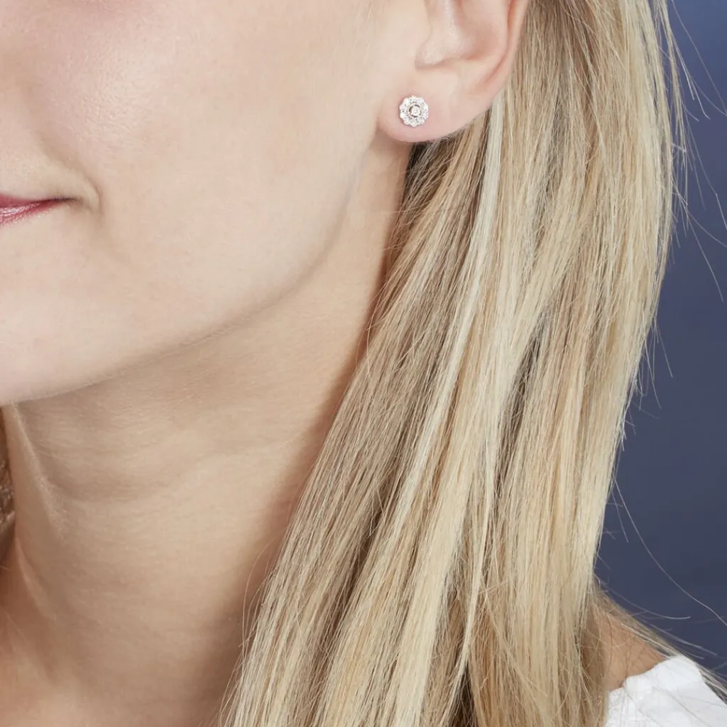 Histoire d'Or Boucles D'oreilles Puces Charletta Or Jaune Diamant New