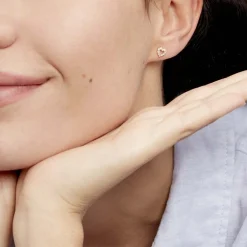 Histoire d'Or Boucles D'oreilles Puces Coeur Ajoure Or Jaune Oxyde De Zirconium Sale