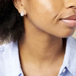 Histoire d'Or Boucles D'oreilles Puces Cyrana Argent Blanc Perle De Culture Et Oxyde