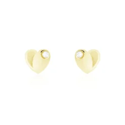Histoire d'Or Boucles D'oreilles Puces Daria Coeur Plein Or Jaune Oxyde De Zirconium Best
