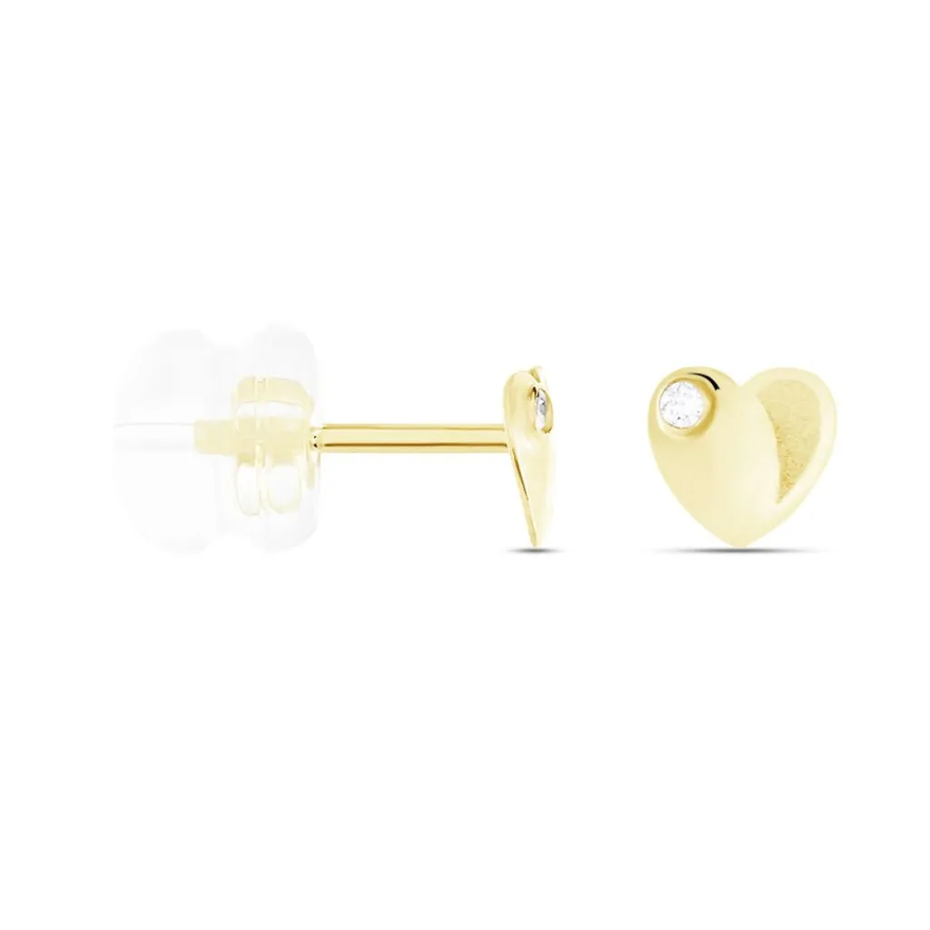 Histoire d'Or Boucles D'oreilles Puces Daria Coeur Plein Or Jaune Oxyde De Zirconium Best