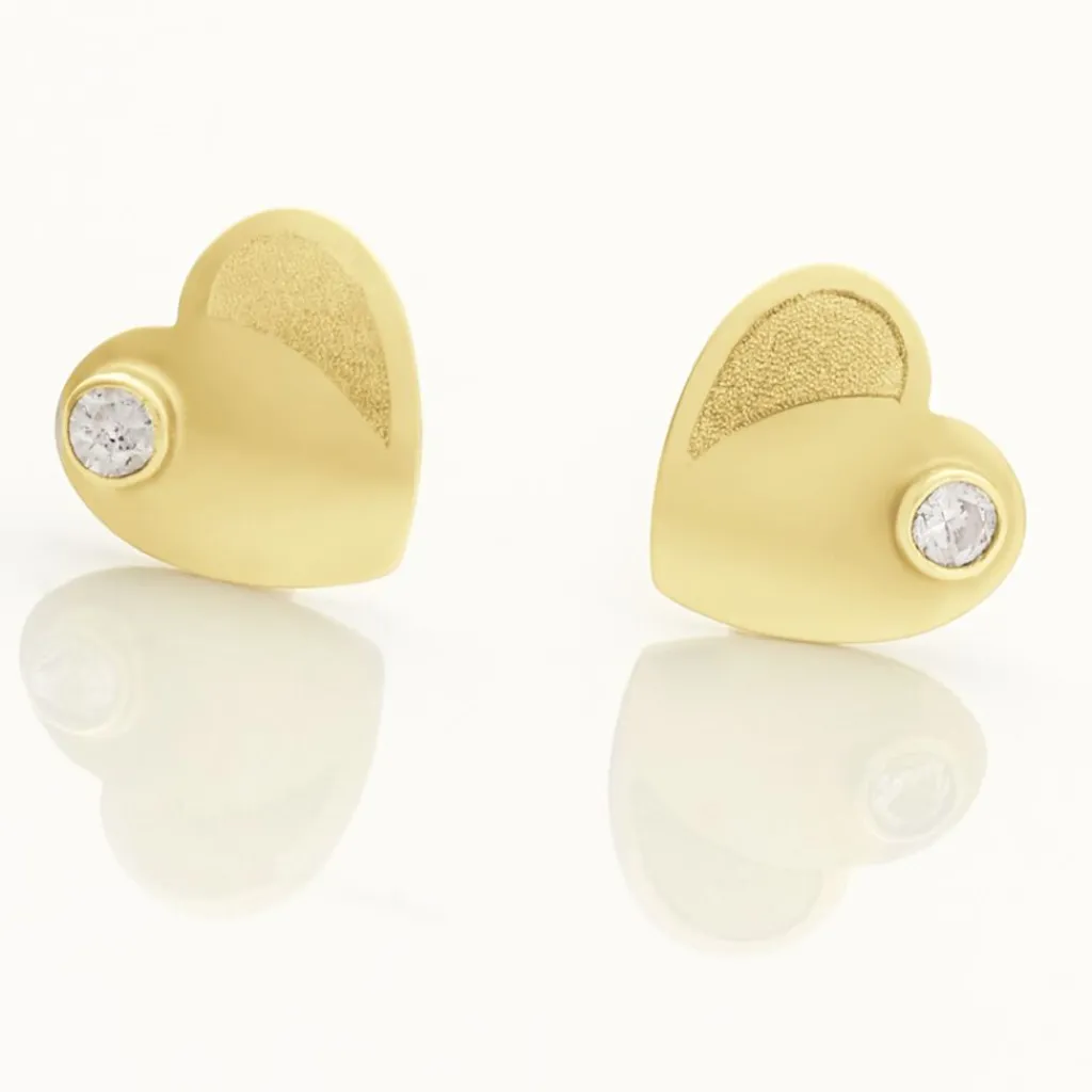 Histoire d'Or Boucles D'oreilles Puces Daria Coeur Plein Or Jaune Oxyde De Zirconium Best