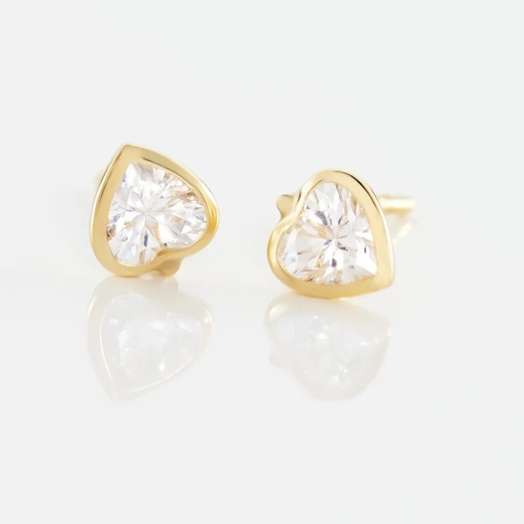 Histoire d'Or Boucles D'oreilles Puces Daria Coeur Plein Or Jaune Oxyde De Zirconium Best