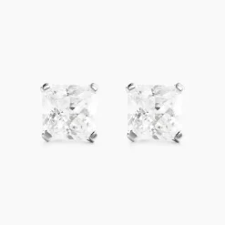 Histoire d'Or Boucles D'oreilles Puces Doreen Carre Or Blanc Oxyde De Zirconium Sale