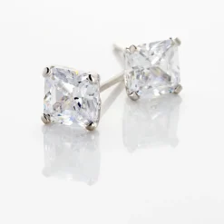 Histoire d'Or Boucles D'oreilles Puces Doreen Carre Or Blanc Oxyde De Zirconium Sale
