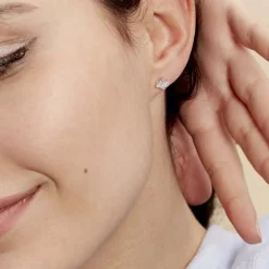 Histoire d'Or Boucles D'oreilles Puces Doreen Carre Or Blanc Oxyde De Zirconium Sale