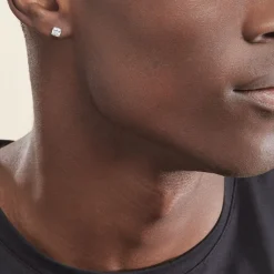 Histoire d'Or Boucles D'oreilles Puces Doreen Carre Or Blanc Oxyde De Zirconium Sale