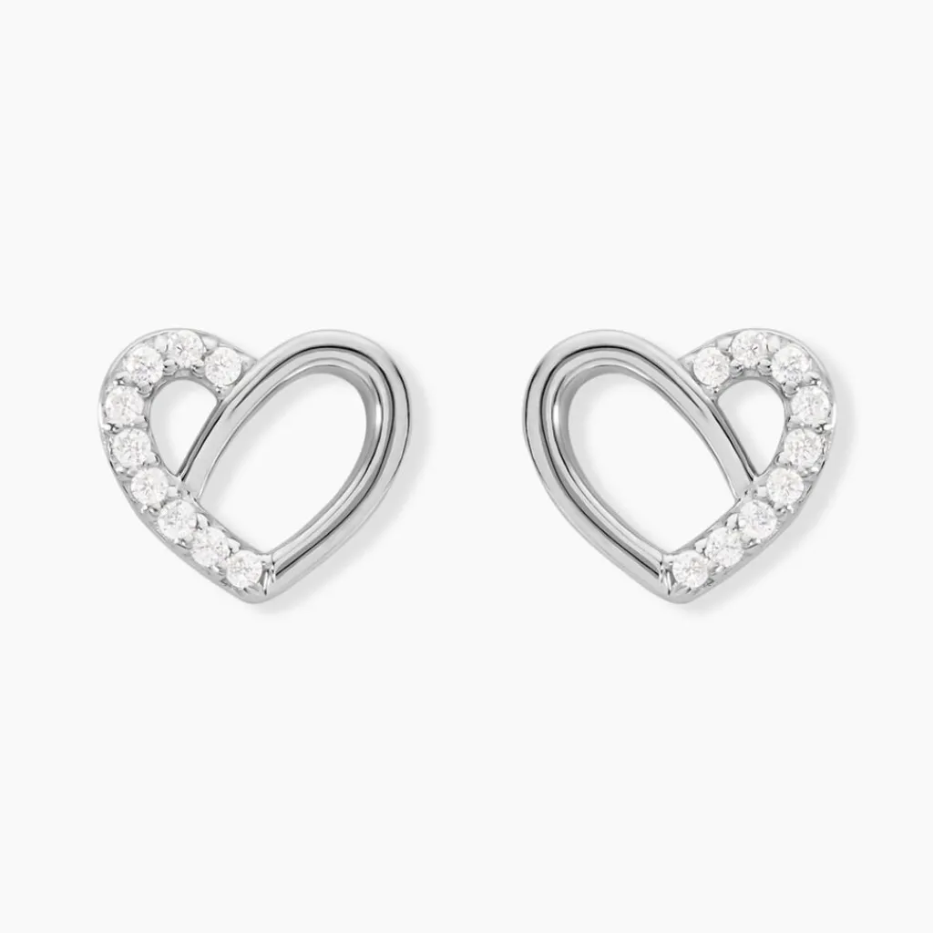 Histoire d'Or Boucles D'oreilles Puces Dorthea Argent Blanc Oxyde De Zirconium Clearance