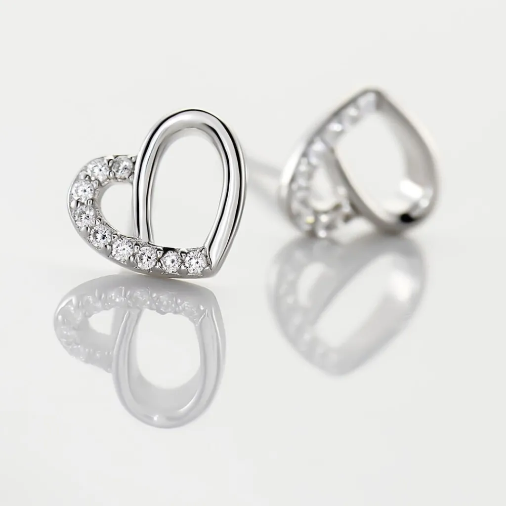 Histoire d'Or Boucles D'oreilles Puces Dorthea Argent Blanc Oxyde De Zirconium Clearance