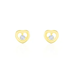 Histoire d'Or Boucles D'oreilles Puces Daria C艙ur Or Jaune Oxyde De Zirconium Outlet