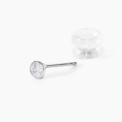 Histoire d'Or Boucles D'oreilles Puces Daria Serti Clos Or Blanc Oxyde De Zirconium Outlet